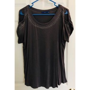 Embellished Top With Shoulder Cut-out Detail